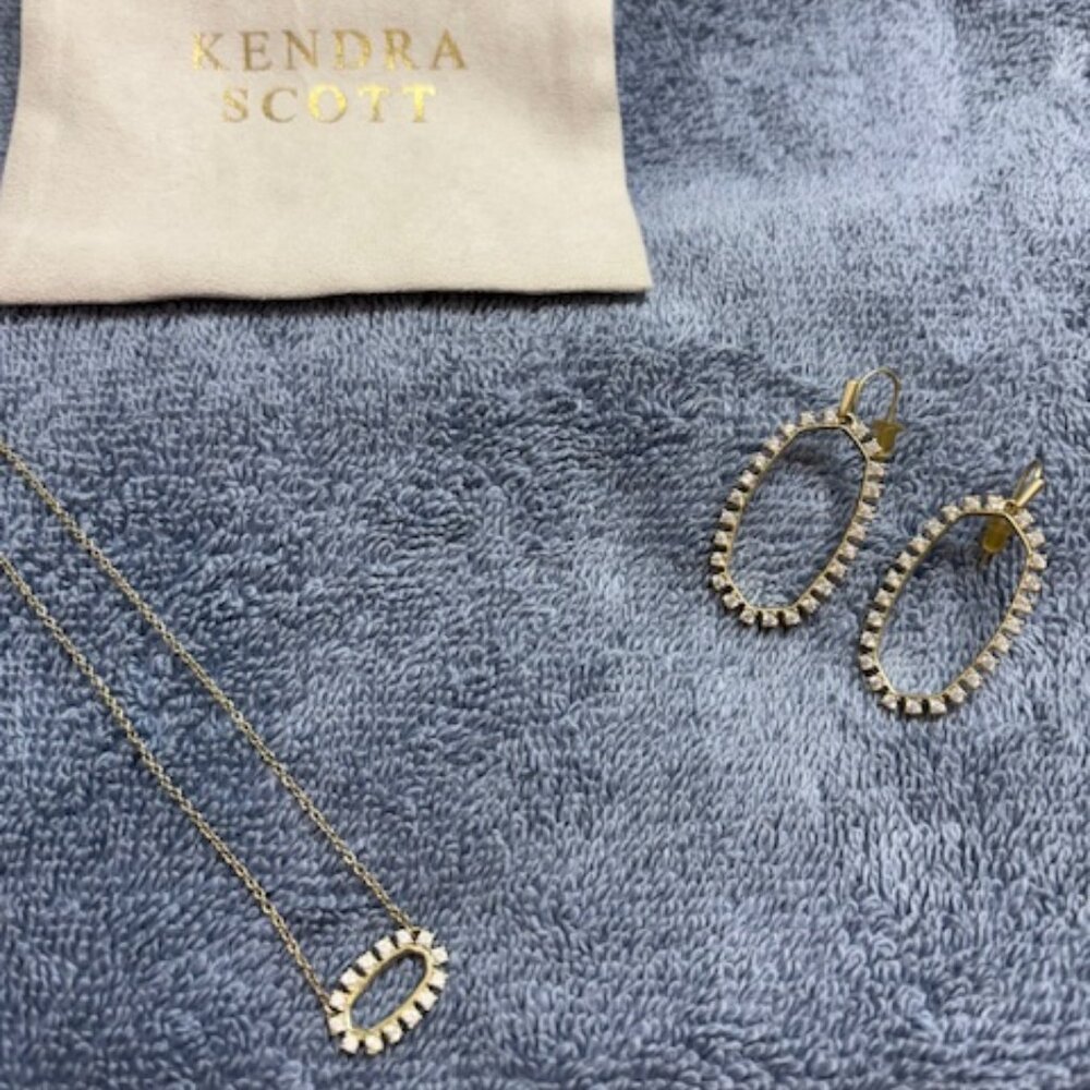 Kendra Scott Open Frame Crystal Necklace & Earrings Set